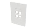 Tripp Lite Single-Gang Universal Keystone Wallplate, 4-Port, White , N080-104, 32466981, Premise Wiring Equipment Tripp Lite Single-Gang Universal Keystone Wallplate, 4-Port, White , N080-104, 32466981, Premise Wiring Equipment