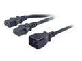 APC Power Y-Cable, 15A, 208V, C20 (M) to (2) C13 (F), 1.5ft, AP9888, 8100532, Power Cords