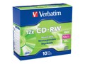 Verbatim 12x 700MB 80min Branded CD-RW Media (10-pack Slim Cases), 95156, 5870478, CD Media