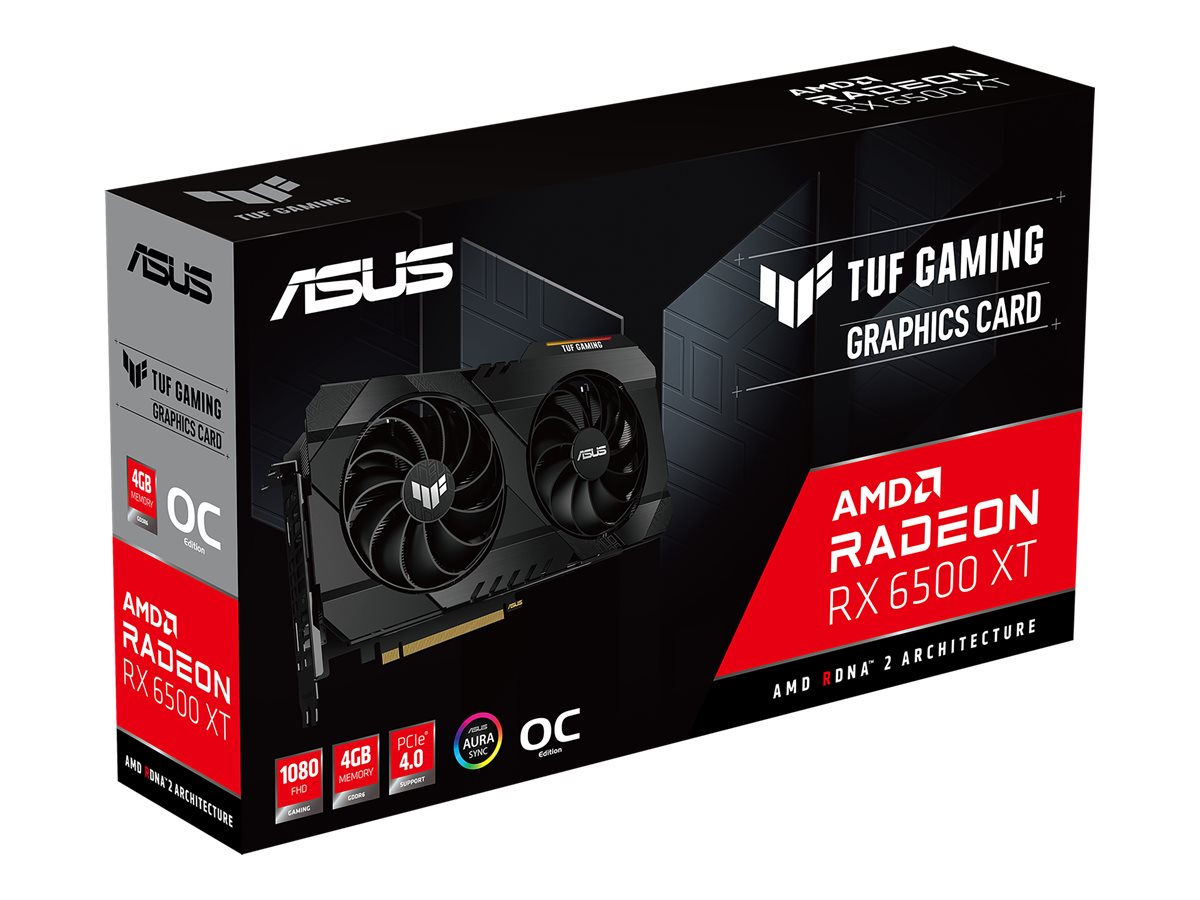 Asus TUF Gaming Radeon RX 6500 XT Overclocked PCIe 4.0 Graphics Card, 4GB  GDDR6