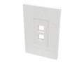 Tripp Lite Single-Gang Universal Keystone Wallplate, 2-Port, White, N080-102, 32466964, Premise Wiring Equipment