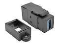 Tripp Lite USB 3.0 F F All-in-One Keystone Panel Mount Coupler, Black, U325-000-KP-BK, 32262291, Premise Wiring Equipment