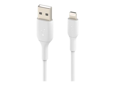 Belkin 12W 480 Mbps USB-A to Lightning M M PVC Cable, White, 1m, 2-Pack, CAA001BT1MWH2PK, 41611221, Cables