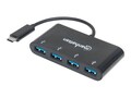 Manhattan SuperSpeed USB 3.1 Gen 1 Type C to USB Type A M F Hub, Black, 162746, 33123277, Adapters & Port Converters