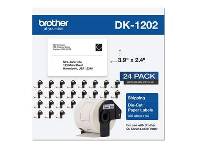 Brother 24PK Shipping Pap 300 LBL 62X1 , DK120224PK, 41185556, Paper, Labels & Other Print Media