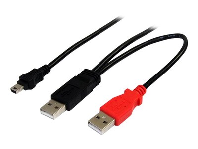 StarTech.com USB Y-Cable for External Hard Drive, USB Type A to miniUSB Type B, 1ft, USB2HABMY1, 11805058, Cables