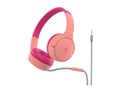 Belkin SoundForm Mini Wired On-Ear Headphones for Kids w  3.5mm Audio Cable, Mic, 85db Limit - Pink, AUD004BTPK, 41588911, Headphones