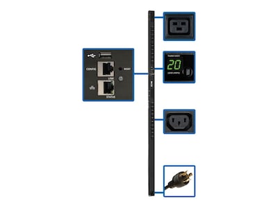 Tripp Lite Switched 0U PDU 3.2-3.8kW 200-240V 20A, L6-20P Input, (20) C13 (4) C19 Outlets, LX Platform, TAA, PDUMV20HVNETLX, 34631038, Power Distribution Units Tripp Lite Switched 0U PDU 3.2-3.8kW 200-240V 20A, L6-20P Input, (20) C13 (4) C19 Outlets, LX Platform, TAA, PDUMV20HVNETLX, 34631038, Power Distribution Units