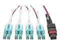 Tripp Lite 40GBASE-SR4 MTP MPO to 8xLC OM4 Fan-Out Patch Cable, Magenta, 5m , N845-05M-8L-MG, 33129257, Cables