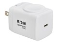 Tripp Lite 1-Port USB Wall Travel Charger w  USB-C 30W PD Charging and 3W Apple Watch Charging Pad - White, U280MS-2N1-WH2                , 41973589, Battery Chargers