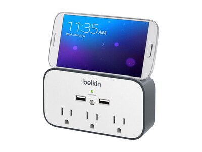 Belkin 3-Outlet 540J Straight Plug 2xUSB-A Mini Surge Protector w  Wall Mount - White , BSV300TTCW, 18480727, Surge Suppressors