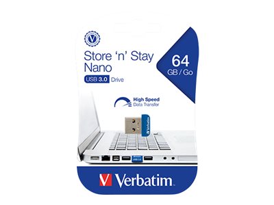 smag diskriminerende Mor Verbatim 64GB Store 'n' Stay Nano USB 3.0 Flash Drive - Blue (98711)