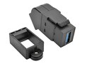Tripp Lite USB 3.0 F F All-in-One Keystone Panel Mount Angled Coupler, Black, U325-000-KPA-BK, 32247382, Premise Wiring Equipment
