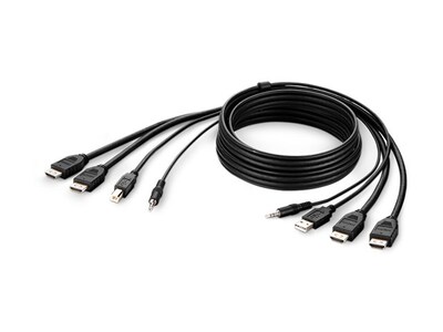 Belkin 4K HDMI Video USB Audio KVM Combo Cable, Black, 10ft, TAA (Bag & Label), F1DN2CCBL-HH10T, 37633725, Cables
