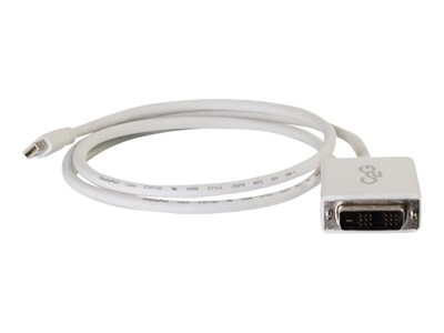 C2G Mini DisplayPort to Single Link DVI-D M M Adapter Cable, White, 54337, 18202671, Cables