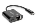 Rocstor Premium USB-C to Gigabit Ethernet with USB-C 100W Power Delivery PD 3.0 Adapter, Black, Y10A340-B1                    , 41820182, Adapters & Port Converters