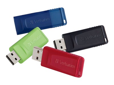 Verbatim 16GB Store N Go USB 2.0 Flash Drives – 4pk – Red, Green, Blue, Black, 99123, 23203118, Flash Drives