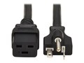 Tripp Lite Power Cord, C19 to NEMA 5-20P - Heavy-Duty, 20A, 125V, 12 AWG, 6 ft. (1.8 m), Black, P049-006, 41310814, Power Cords