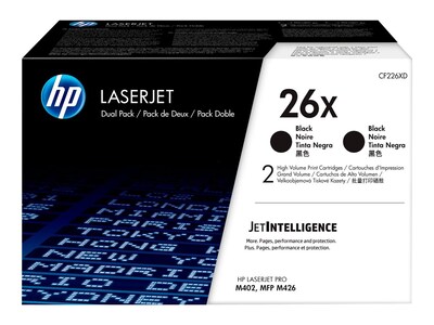HP 26X (CF226XD) High Yield Black Original LaserJet Toner Cartridges (2-pack), CF226XD, 33683629, Toner and Imaging Components - OEM