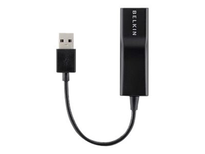 Belkin USB-A (M) to RJ-45 (F) Gigabit Ethernet Network Adapter - Black , F4U047BT, 17518076, Network Adapters & NICs