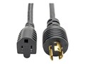 Tripp Lite Heavy-Duty Power Adapter Cord, 15A, 14AWG, NEMA 5-15R to L5-15P, 1ft, P025-001, 18817115, Power Cords