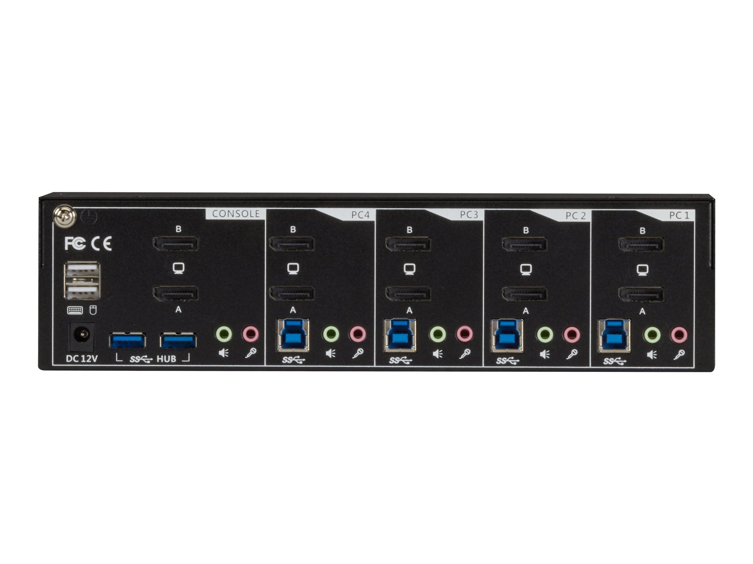 KV6224DPH, Commutateur KVM 4 ports - Double écran, DisplayPort 1.2 et HDMI  2.0, 4K 60Hz, Hub USB 3.1, audio - Black Box