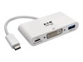 Tripp Lite USB-C to DVI DisplayPort Alternate Mode 1080p Multiport Adapter Converter w  Charging Port, White, U444-06N-DU-C, 32304842, Adapters & Port Converters
