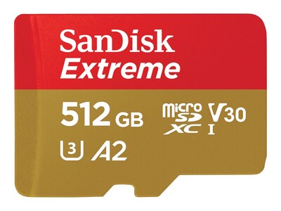 SanDisk 512GB Extreme UHS-I microSDXC Memory Card with SD Adapter, SDSQXA1-512G-AN6MA, 41068391, Memory - Flash