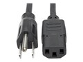 Tripp Lite AC Power Cord NEMA 5-15P to IEC-320 C13 125V 10A 18AWG SJT Black 1ft, P006-001, 16275877, Power Cords