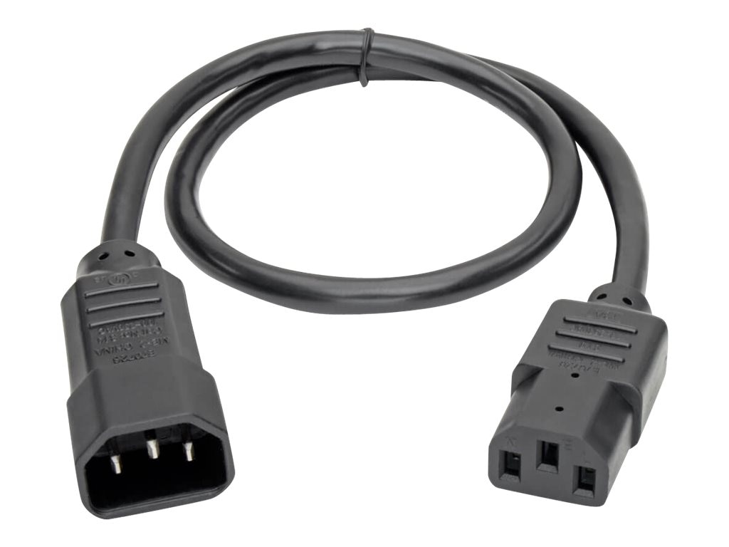 18AWG Black Tripp Lite Standard Computer Power Extension Cord 10A IEC-320-C14 to IEC-320-C13 P004-010 10-ft. 