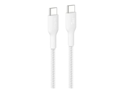 Belkin 240W PD 480Mbps Braided USB-C to USB-C M M Cable, White, 2m, CAB025FQ2MWH                  , 42022563, Cables