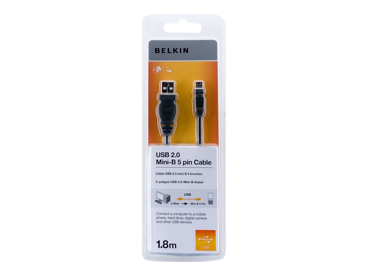 oversætter rendering Stuepige Belkin USB 2.0 Type A to 5-Pin Mini-B M M Power Data Cable, (F3U155BT1.8M)