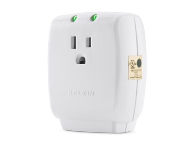 Belkin 1-Outlet 885J Straight Plug Surge Cube w  Wall Mount - White , F9H100-CW, 300259, Surge Suppressors