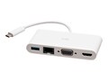 C2G USB-C to HDMI, VGA, USB-A, and RJ45 Multiport Adapter - 4K 30Hz - White, C2G29829, 41298077, Adapters & Port Converters