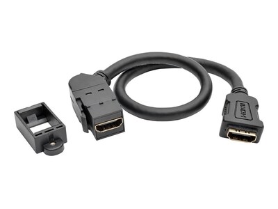 Tripp Lite HDMI with Ethernet All-in-One Keystone Panel Mount Coupler Cable, 1ft., Black, P164-001-KPA-BK, 32134628, Cables