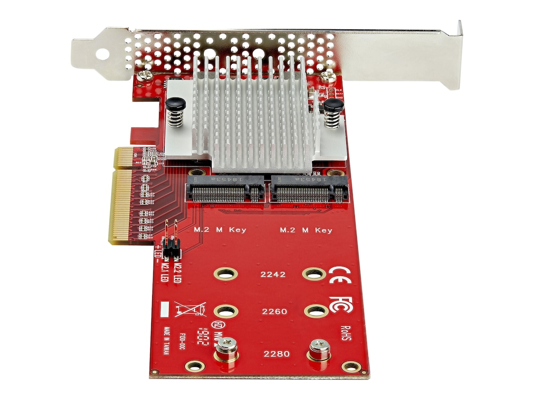 Adaptateur PCIe M.2 - PCIe x8/ x16 vers Double NVMe ou AHCI M.2 SSD - PCI  Express 4.0, 7,8 Gbps par Disque, Bifurcation Requise - Carte PCIe Dual M.2