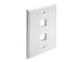 Tripp Lite 2-Port Dual Outlet RJ45 Universal Keystone Jack Face Plate, TAA, N042-001-WH, 9837595, Premise Wiring Equipment