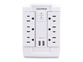 CyberPower Professional Surge Protector, 1200J 125V, 5-15P Input, (6) 5-15R Outlets, CSP600WSURC2, 34650714, Surge Suppressors