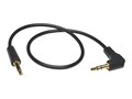 Tripp Lite 3.5mm M M Mini Stereo Audio Cable with one Right Angle Plug, Black, 1ft, P312-001-RA, 17588787, Cables