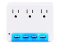 CyberPower 3 AC Outlet Wall Tap 125V 4 USB 3.4A PT , P3WUN, 37267690, Power Strips