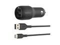 Belkin 24W Dual USB-A Car Charger with USB-A to USB-C Cable, Black, CCE001BT1MBK, 38407236, Batteries - Other