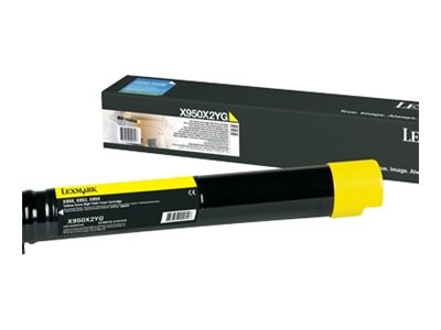 Lexmark Yellow Extra High Yield Toner Cartridge for X950de, X952dte & X954dhe Color Laser MFPs, X950X2YG, 12869854, Toner and Imaging Components - OEM