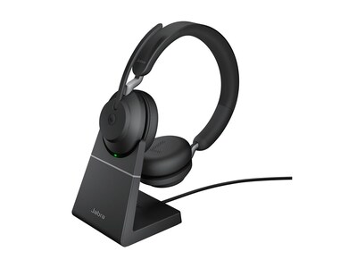 Jabra Evolve2 65 Link 380A MS Stereo Headset w  Stand - Black, 26599-999-989, 38335359, Headsets (w/ microphone)