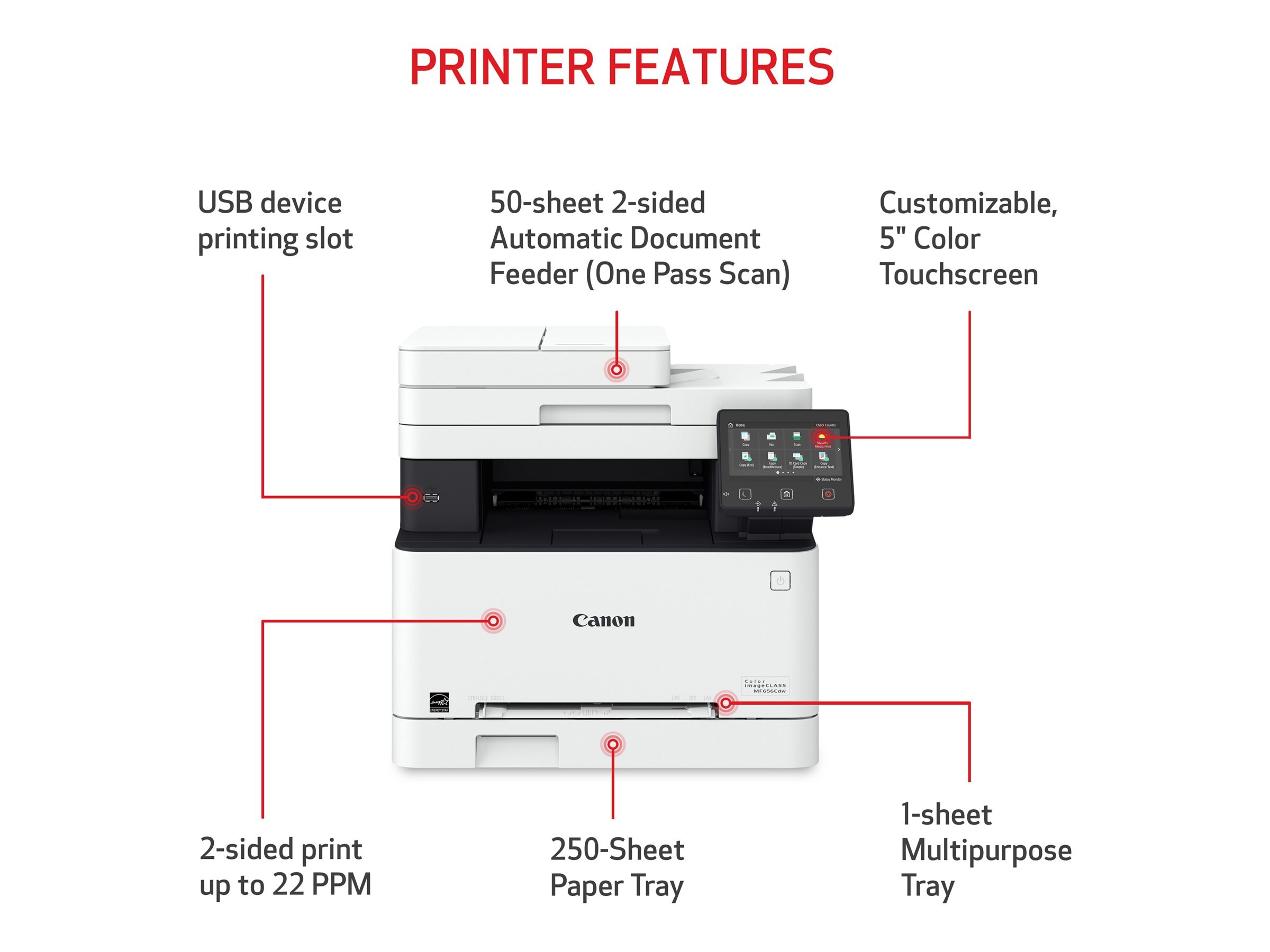 Canon imageCLASS MF656Cdw Wireless Color All-In-One Laser Printer with Fax  White 5158C002 - Best Buy