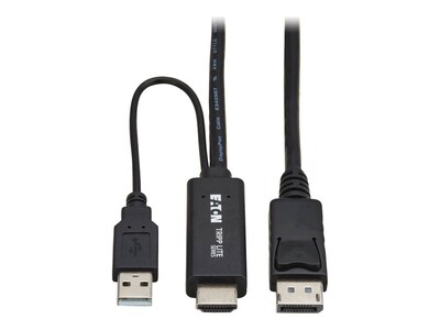 Eaton 4K 60Hz HDMI to DisplayPort M M Active Adapter Cable w  USB Power, Black, 2m, P567-02M-4K6                  , 42037705, Cables
