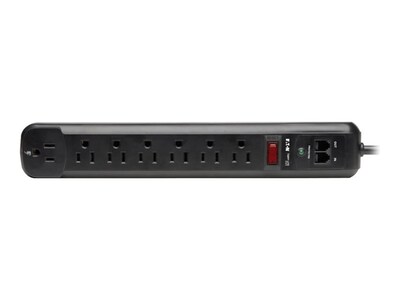 Tripp Lite Protect It! Surge Suppressor 120V (7) Outlet 6ft Cord 1080 Joules RJ-11 Protection, TLP76RBTEL, 15054538, Surge Suppressors