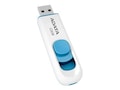 A-Data 16GB C008 USB 2.0 Retractable Capless Flash Drive, White Blue, AC008-16GB-RWE, 41137954, Flash Drives