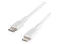 Belkin 18W 480 Mbps USB-C to Lightning M M PVC Cable, White, 1m, CAA003BT1MWH, 38328191, Cables
