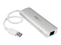 StarTech.com 3 Port USB 3.0 Hub with Ethernet - Hub with Built-In Cable, ST3300G3UA, 30896151, USB & Firewire Hubs