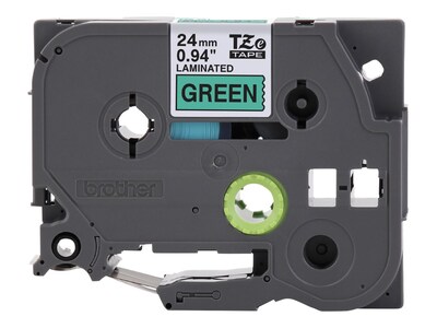 Brother 0.94 x 26.2' Black Print on Green Laminated Label Tape for P-touch Label Maker, TZE751CS, 41377450, Paper, Labels & Other Print Media
